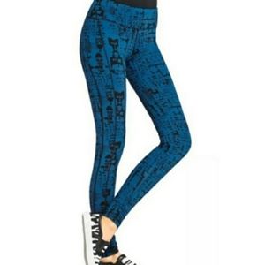 CAbi 963 Skinny Tech Cool Down Leggings Blue Black Print Womens Size S